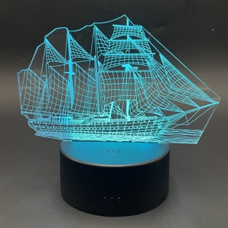 Sejlskib 3D lampe - Sort lampefod